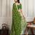 Olive bandhani printed with embroidered saree with unstitched blouse