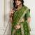 Olive bandhani printed with embroidered saree with unstitched blouse