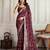 Purple bandhani printed with embroidered saree with unstitched blouse