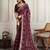 Purple bandhani printed with embroidered saree with unstitched blouse