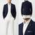 Navy blue tailored corduroy notch lapel blazer
