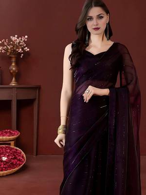 Burgundy two tone saree with blouse 1