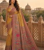 Gold woven design silk blend saree