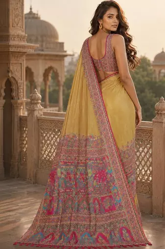 Gold woven design silk blend saree