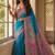 Blue ethnic motifs zari silk blend saree
