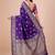 Navy blue ethnic motifs woven zari saree