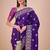 Navy blue ethnic motifs woven zari saree