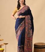 Navy blue woven design paithani sarees