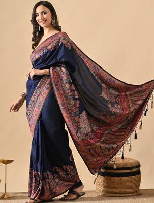 Navy blue woven design paithani sarees 3
