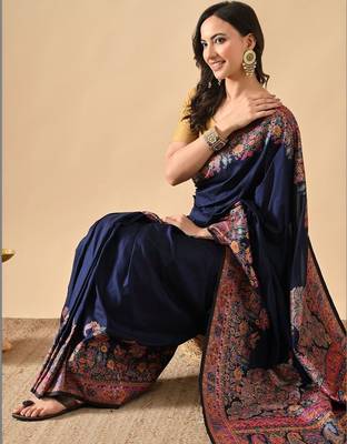 Navy blue woven design paithani sarees 5