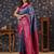 Blue ethnic motifs woven design silk blend banarasi sarees