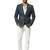 Navy blue textured melange knit notch lapel blazer