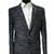 Navy blue textured melange knit notch lapel blazer