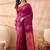 Magenta elegant wine silk gold zari leaf motifs rich woven border sarees
