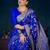 Blue women woven design banarasi saree with a blouse piece