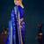 Blue women woven design banarasi saree with a blouse piece