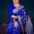 Blue women woven design banarasi saree with a blouse piece
