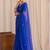 Blue floral embroidered poly georgette designer saree