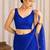 Blue floral embroidered poly georgette designer saree