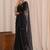 Black floral embroidered poly georgette designer saree