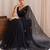 Black floral embroidered poly georgette designer saree