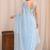 Blue floral embroidered poly georgette designer saree