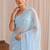 Blue floral embroidered poly georgette designer saree
