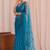 Teal floral sequinned net designer saree