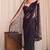 Black floral sequinned net designer saree