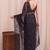 Black floral sequinned net designer saree