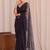 Black floral sequinned net designer saree