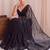 Black floral sequinned net designer saree