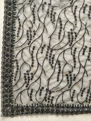 Black floral sequinned net designer saree 5