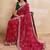 Red printed bandhani saree with unstitched blouse