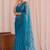 Teal floral sequinned net designer saree