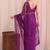 Purple floral sequinned net designer saree