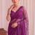 Purple floral sequinned net designer saree