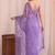 Lavender floral sequinned net designer saree