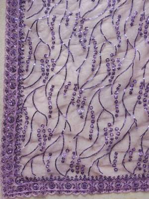 Lavender floral sequinned net designer saree 4