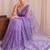 Lavender floral sequinned net designer saree
