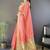 Peach woven design silk blend handloom mysore silk saree