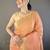 Peach woven design silk blend handloom mysore silk saree