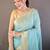Turquoise woven design silk blend handloom mysore silk saree