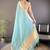 Turquoise woven design silk blend handloom mysore silk saree