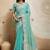 Turquoise embroidered saree with unstitched blouse
