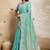 Turquoise embroidered saree with unstitched blouse