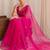 Magenta floral beads and stones poly georgette designer saree