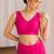 Magenta floral beads and stones poly georgette designer saree