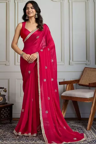 Pink embellished sarees