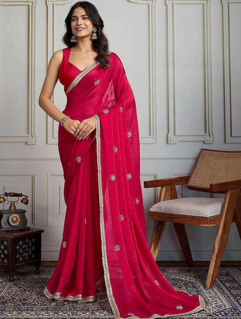 Pink embellished sarees